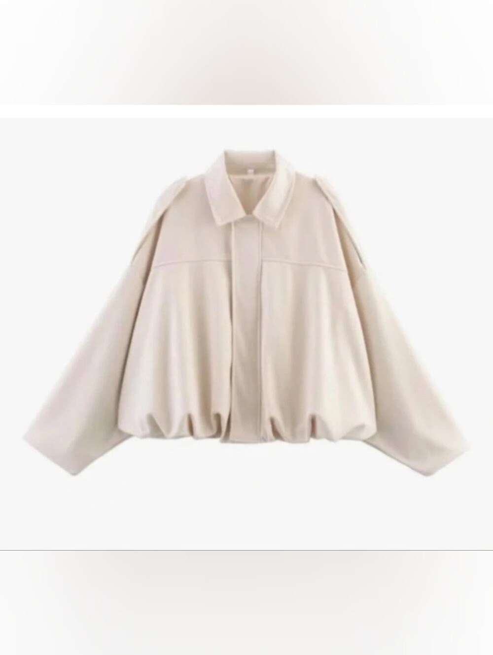 CICYBELL Neutral Cream Balloon-Hem Bomber Jacket Size XL NWT